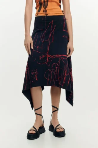 Asymmetrischer bedruckter Rock