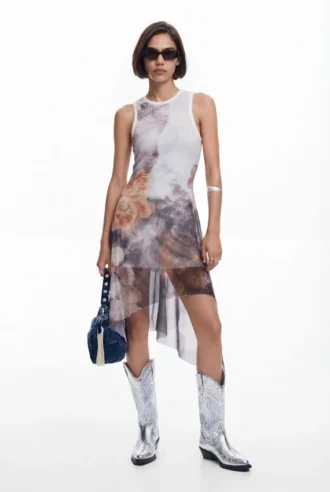 Asymmetrisches Blumenkleid