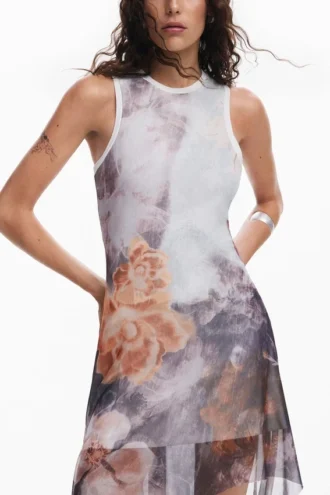Asymmetrisches Blumenkleid