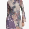 Asymmetrisches Kleid mit Print