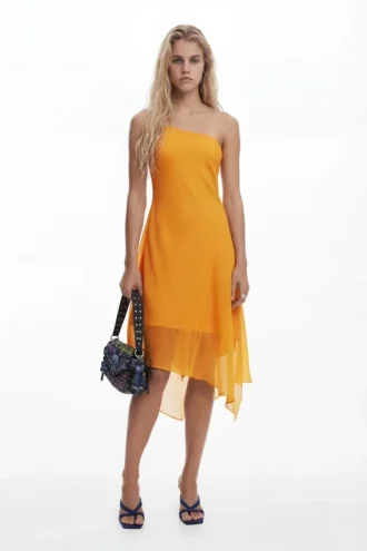 Asymmetrisches Midi-Kleid mit Lagenlook
