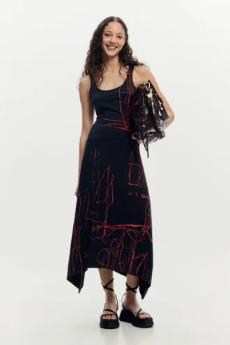 Asymmetrisches, ärmelloses Kleid
