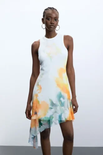 Asymmetrisches, ärmelloses Kleid