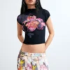 Bedruckte Bluse mit hohem Kragen