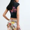 Bedruckte Bluse mit hohem Kragen