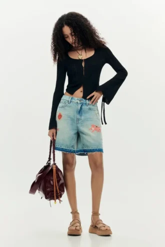 Bedruckte Denim-Bermudas Bedruckte Denim-Bermudas