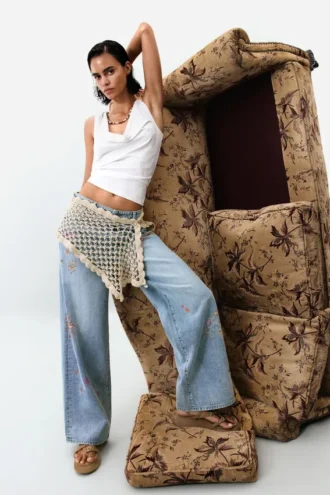 Bedruckte Jeans-Hose