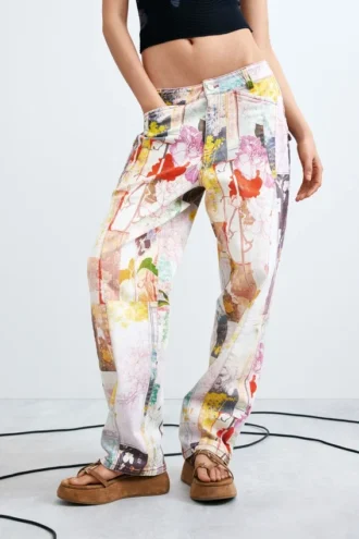 Bedruckte Jeans-Hose