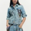 Bedruckte Jeansjacke