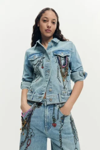 Bedruckte Jeansjacke
