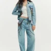 Bedruckte Jeansjacke