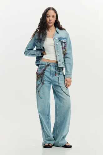 Bedruckte Jeansjacke