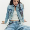 Bedruckte Jeansjacke