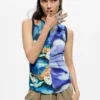 Bedruckte ärmellose Bluse Bedruckte ärmellose Bluse