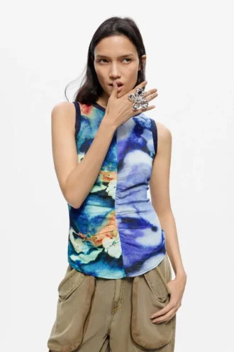 Bedruckte ärmellose Bluse