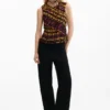 Bedruckte ärmellose Bluse Bedruckte ärmellose Bluse