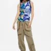 Bedruckte ärmellose Bluse Bedruckte ärmellose Bluse