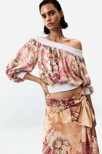 Bedruckte trägerlose Bluse
