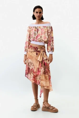 Bedruckte trägerlose Bluse