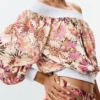 Bedruckte trägerlose Bluse Bedruckte trägerlose Bluse