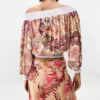 Bedruckte trägerlose Bluse Bedruckte trägerlose Bluse