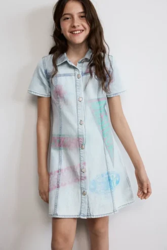 Bedrucktes Jeans-Kleid
