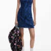 Bedrucktes Jeans-Kleid Bedrucktes Jeans-Kleid