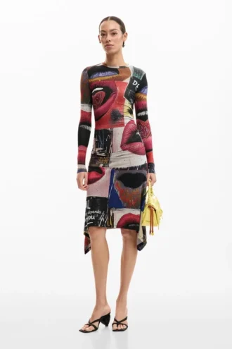 Bedrucktes Kleid „Mouths“