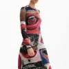 Bedrucktes Kleid „Mouths“ Bedrucktes Kleid „Mouths“