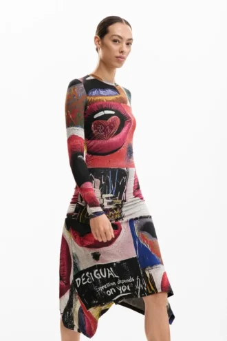Bedrucktes Kleid „Mouths“