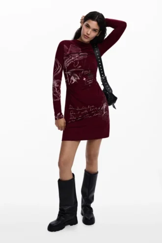 Bedrucktes Langarm-Kleid