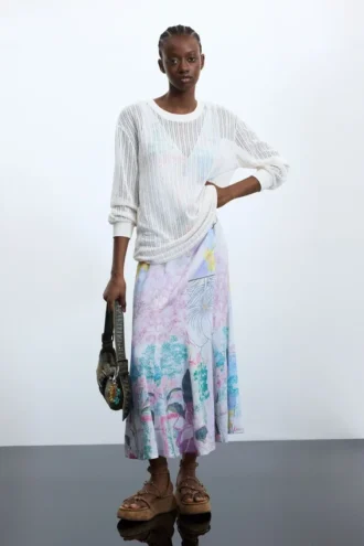 Bedrucktes Langarm-Kleid
