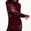 Bedrucktes Langarm-Kleid Bedrucktes Langarm-Kleid