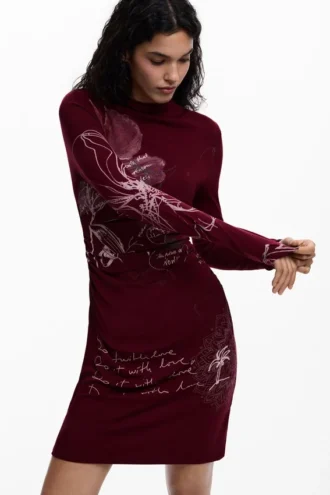 Bedrucktes Langarm-Kleid