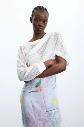 Bedrucktes Langarm-Kleid