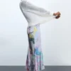 Bedrucktes Langarm-Kleid Bedrucktes Langarm-Kleid