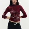 Bedrucktes Langarm-T-Shirt Bedrucktes Langarm-T-Shirt