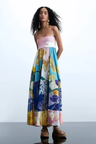 Bedrucktes langes Kleid