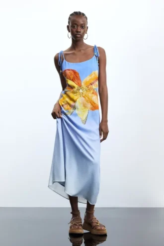 Bedrucktes langes Kleid