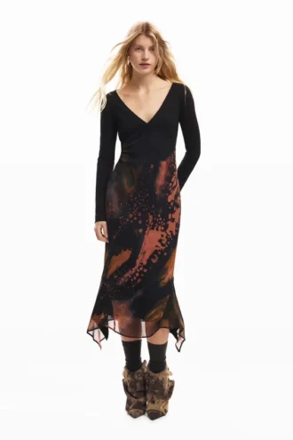 Bedrucktes langes Kleid