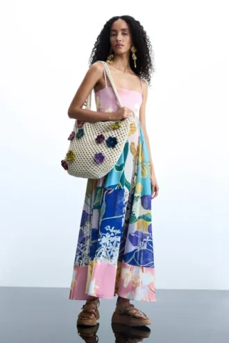 Bedrucktes langes Kleid