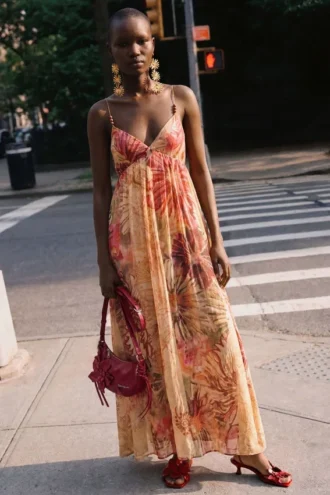 Bedrucktes langes Kleid