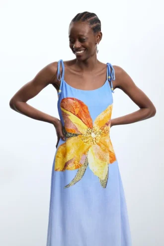 Bedrucktes langes Kleid