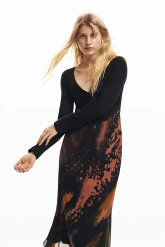 Bedrucktes langes Kleid