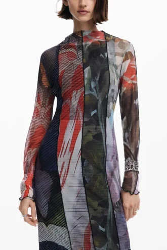 Bedrucktes Midi-Kleid aus Tüll