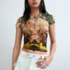 Bedrucktes Strick-T-Shirt