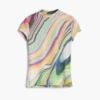 Bedrucktes T-Shirt mit Wellenmuster Bedrucktes T-Shirt mit Wellenmuster