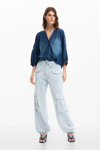 Bestickte Ballonbluse