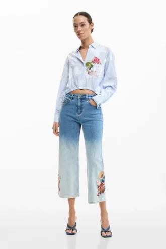 Bestickte Culotte-Jeans