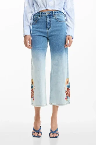 Bestickte Culotte-Jeans